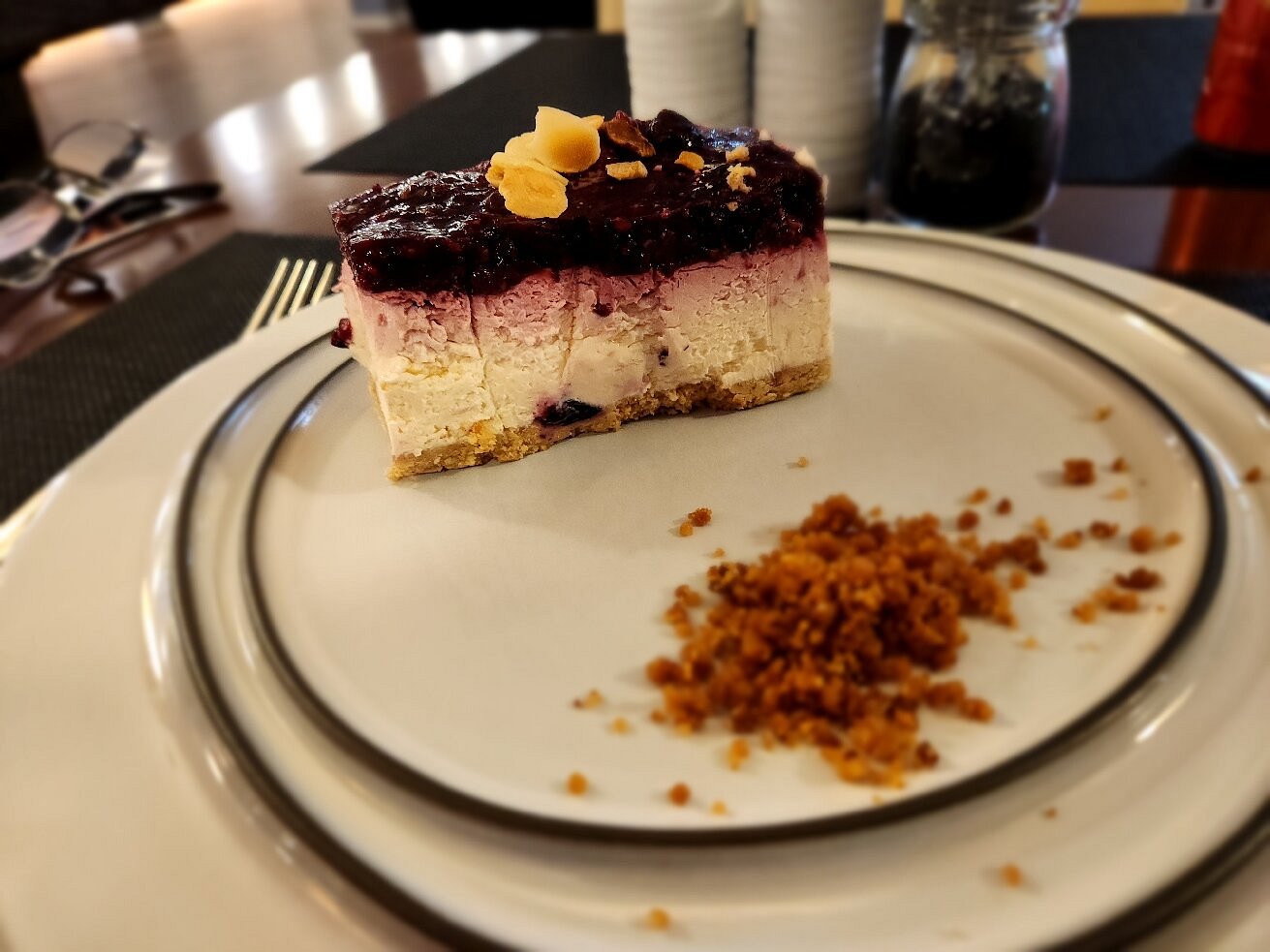 Slice of berry cheesecake